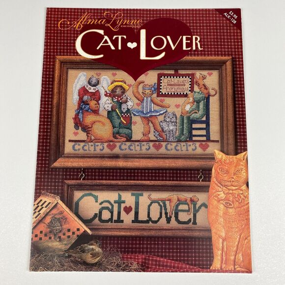 VTG Alma Lynne Designs Cat Lover 1995 cross stitch pattern leaflet ALX-128 - Picture 1 of 7
